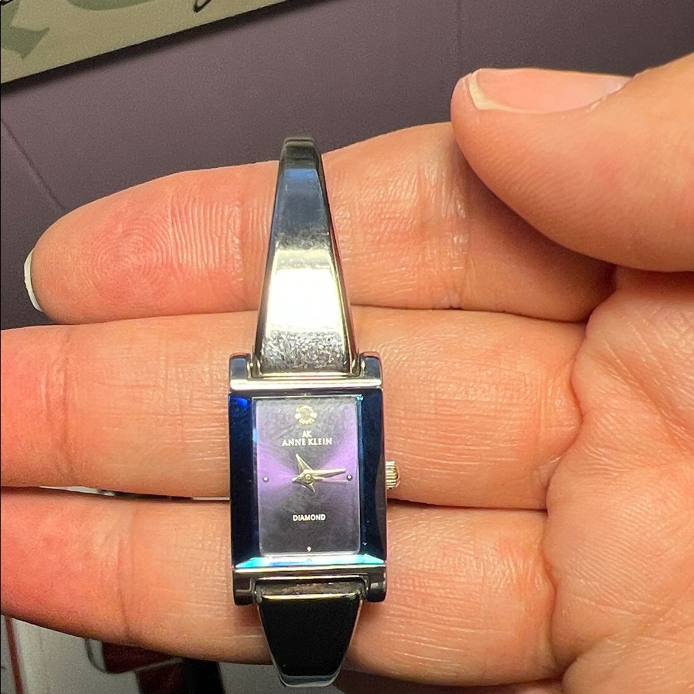 Anne Klein Silver And Blue Rectangular Watch - image 2